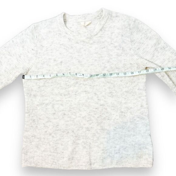 Moth Flared Bell Sleeve Ribbed Knit Sweater Cream Heathered Gray Anthropologie M - Picture 5 of 11